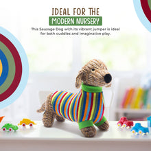 Best Years Knitted Sausage Dog Soft Toy Teddy with Stripe Jumper BY4514