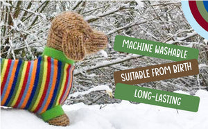 Best Years Knitted Sausage Dog Soft Toy Teddy with Stripe Jumper BY4514