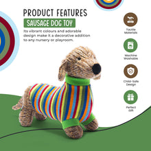 Best Years Knitted Sausage Dog Soft Toy Teddy with Stripe Jumper BY4514