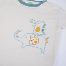 FS Baby - 16361 - Organic cotton t-shirt + muslin pants - Ecru/petrol blue