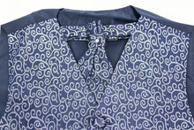 Vivaki Navy Swirl Waistcoat, Tie, Pocket square Set