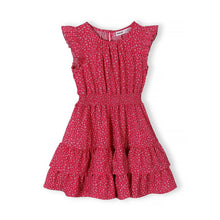 Minoti - 44648 Floral Frill Sleeve Dress, Tiered, Pink