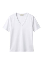 J.W. Atelier - 100% cotton V-neck short-sleeve T-shirt: White