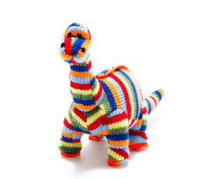 Best Years Knitted Striped Mini Diplodocus Rattle
