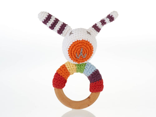 1 of a Kind Bunny Wooden Ring Rattle