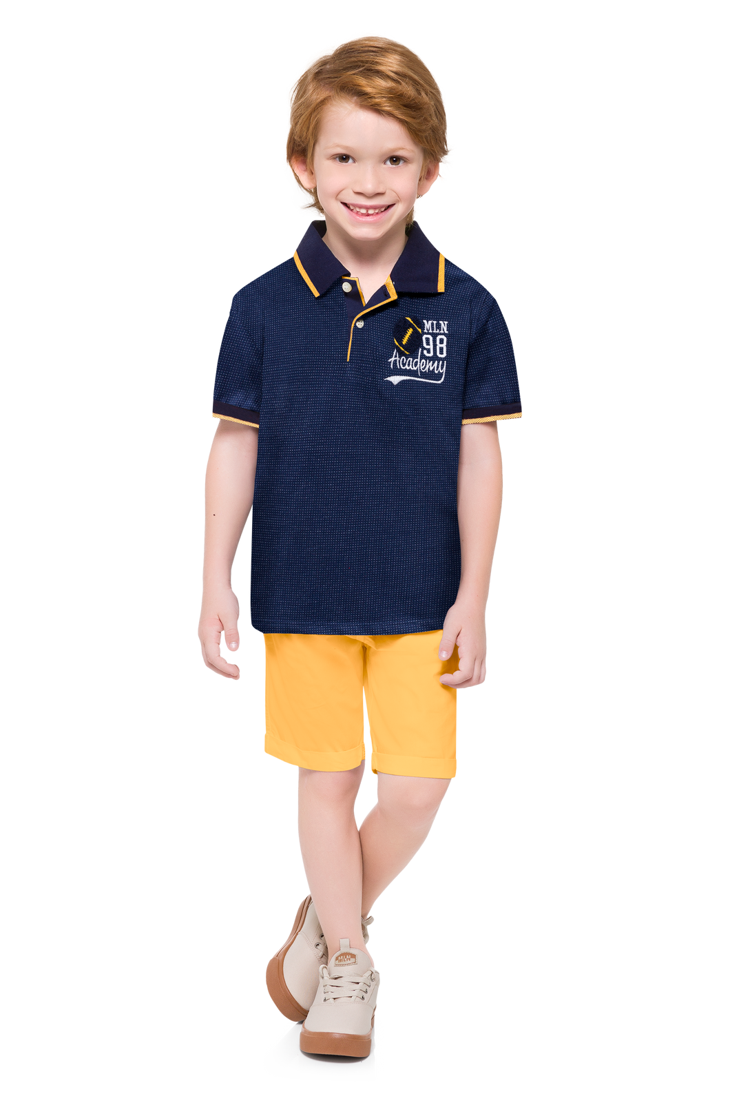 Milon Boys Navy Polo Shirt & Yellow Shorts Set 12793
