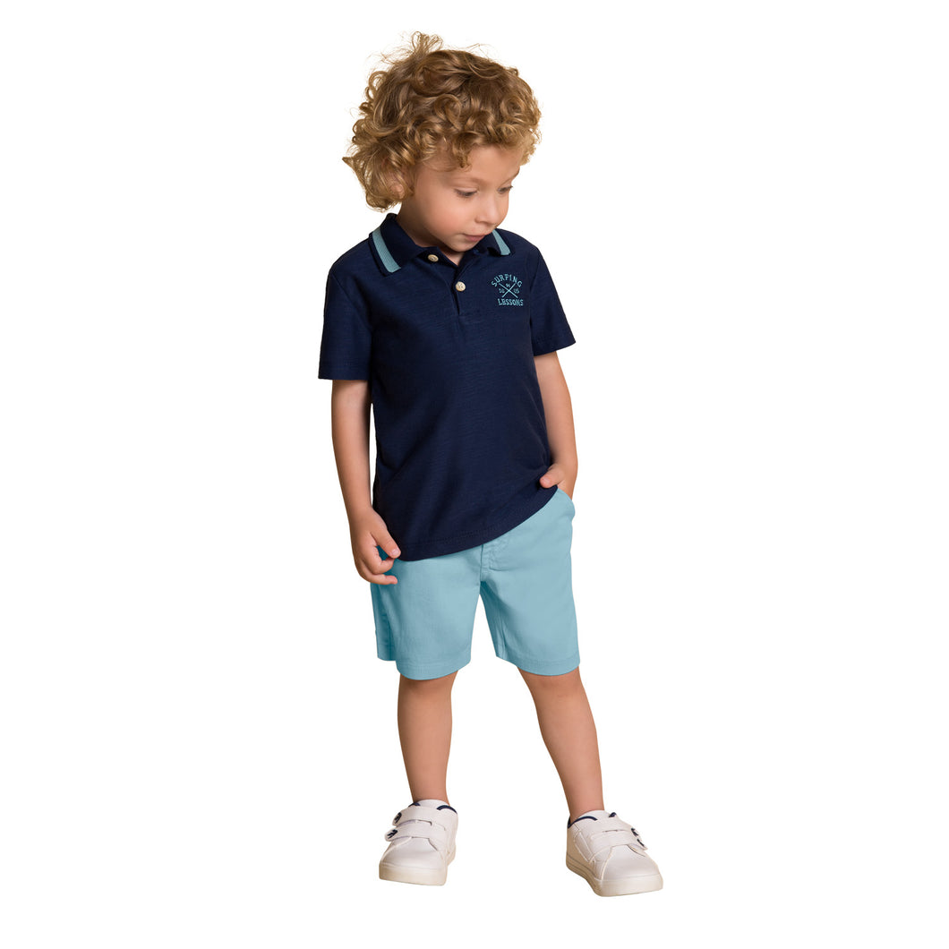 Boy's Polo Shirt & Twill Bermuda Shorts Set