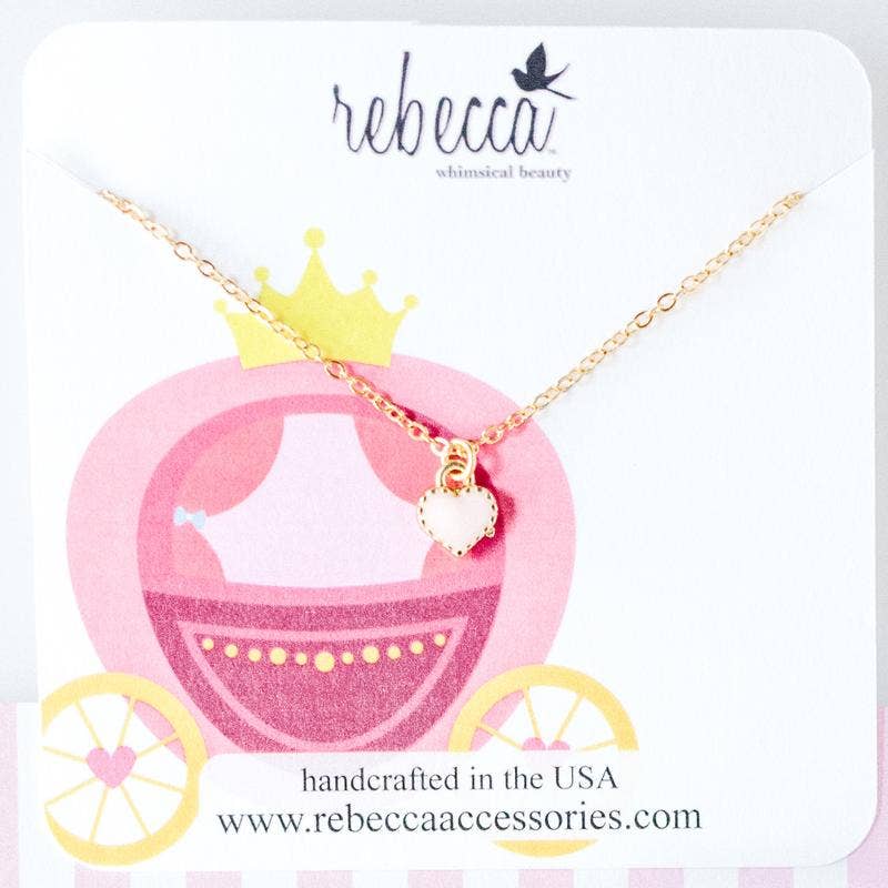 Rebecca - Pink Enamel Heart Necklace