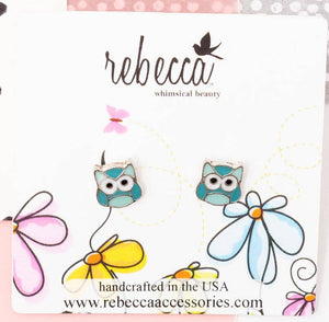 Rebecca - Owl Enamel Earrings