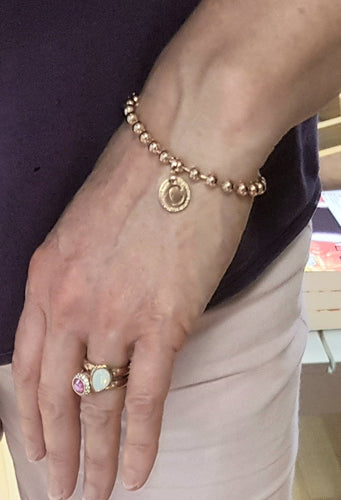 Rebecca My World Rose Gold Bracelet with Small Initial Charm
