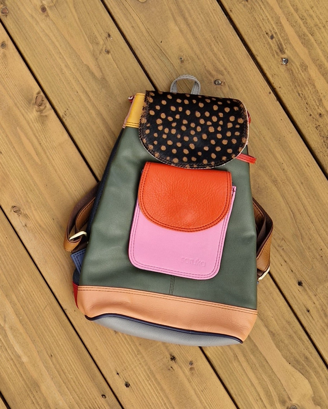 Soruka Olive Leather Backpack 047007