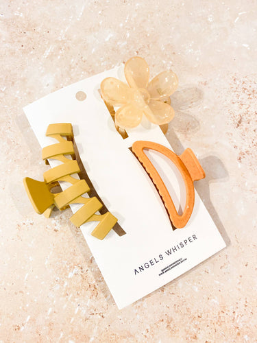 Angels Whisper - LISSE CLAW CLIPS 3 PCS SET - ORANGE