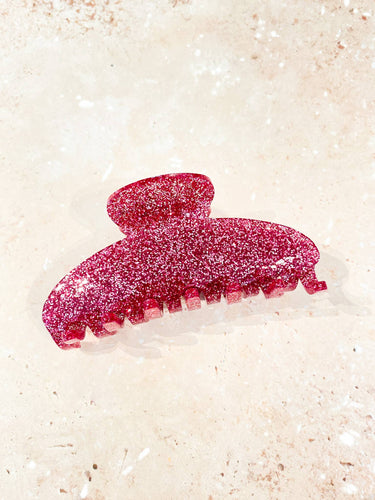 Angels Whisper - IVY GLITTER ACETATE CLAW CLIP - HOTPINK