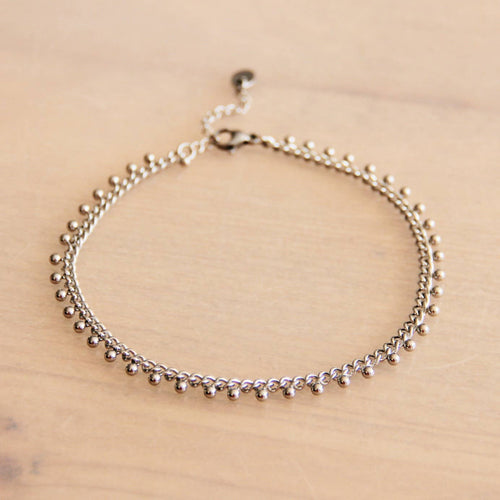 Bazou - Stainless steel chain anklet with balls - silver