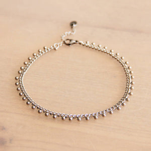 Bazou - Stainless steel chain anklet with balls - silver