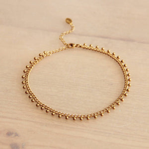 Bazou - Stainless steel chain anklet with balls - gold