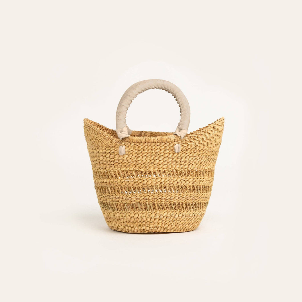 Maboba - Baby Shopper Natural and Off White Leather