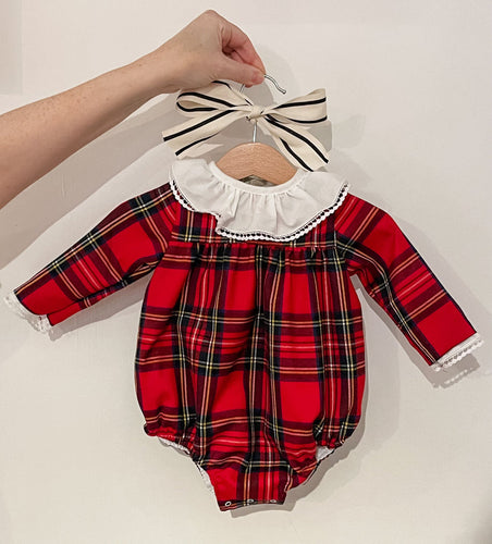 Lara Red Tartan Romper