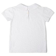Peter Pan Collar, Short Sleeved T-Shirt - White with Pink Spots