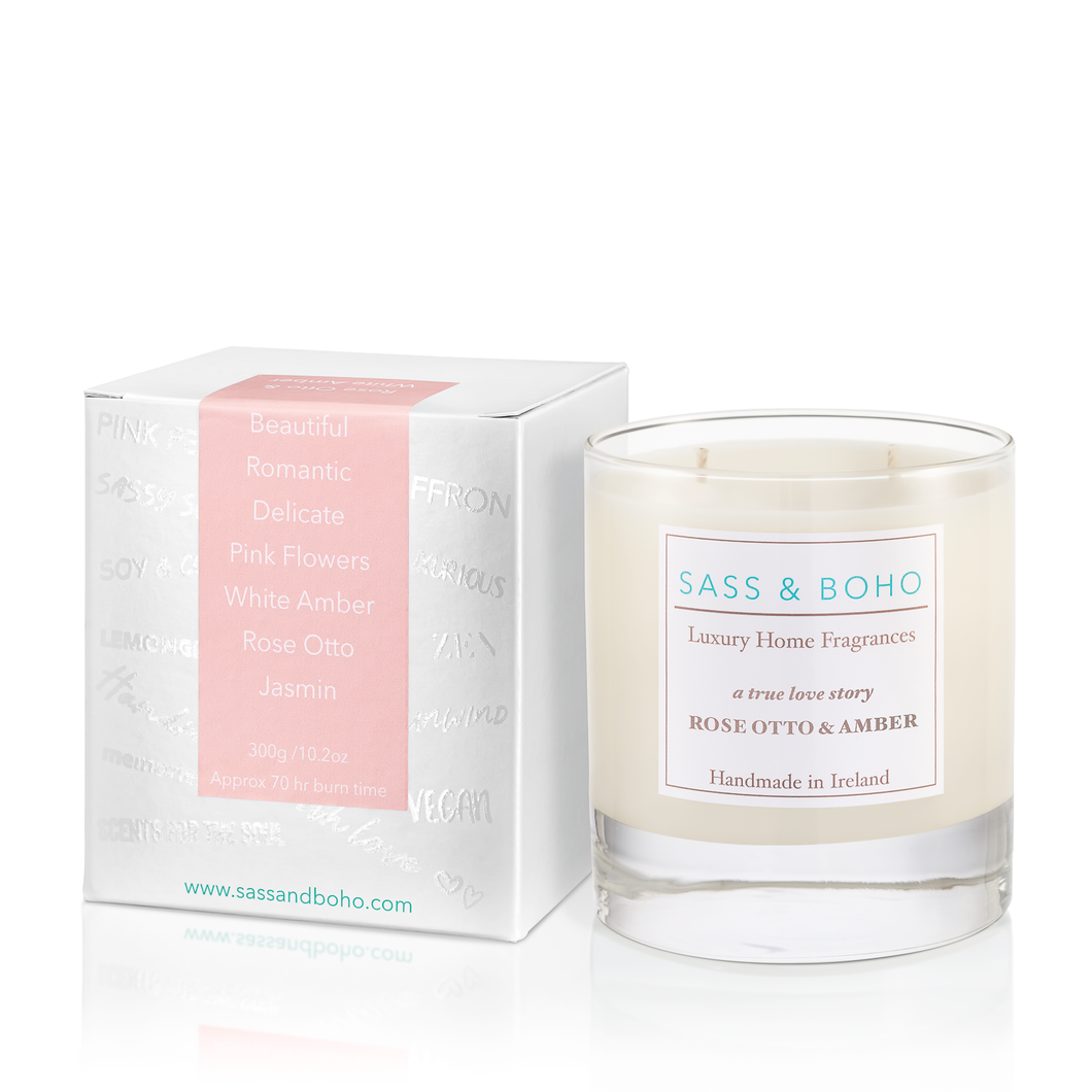 Double Wick Candle - Rose Otto & Amber - A True Love Story