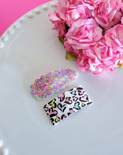 Dainty Delights Creations - Snap Clip Mix Set-Pastel Leopard Hearts