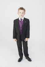Black Diamond Boys 5 pce Suit with Purple Waistcoat