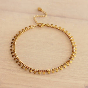 Bazou - Stainless steel chain anklet with coin - gold - AN914