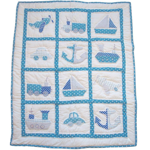 Blue Patchwork Cot Quilt